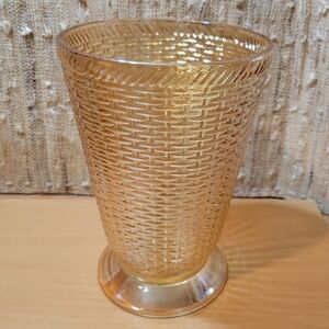Vintage 1930s Westmoreland Basketweave and Cable Pattern Carnival Glass Vase